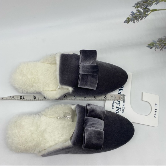 Charter Club
Women's Velvet Bow Slippers With Faux Fur in Grey - Picture 8 of 9